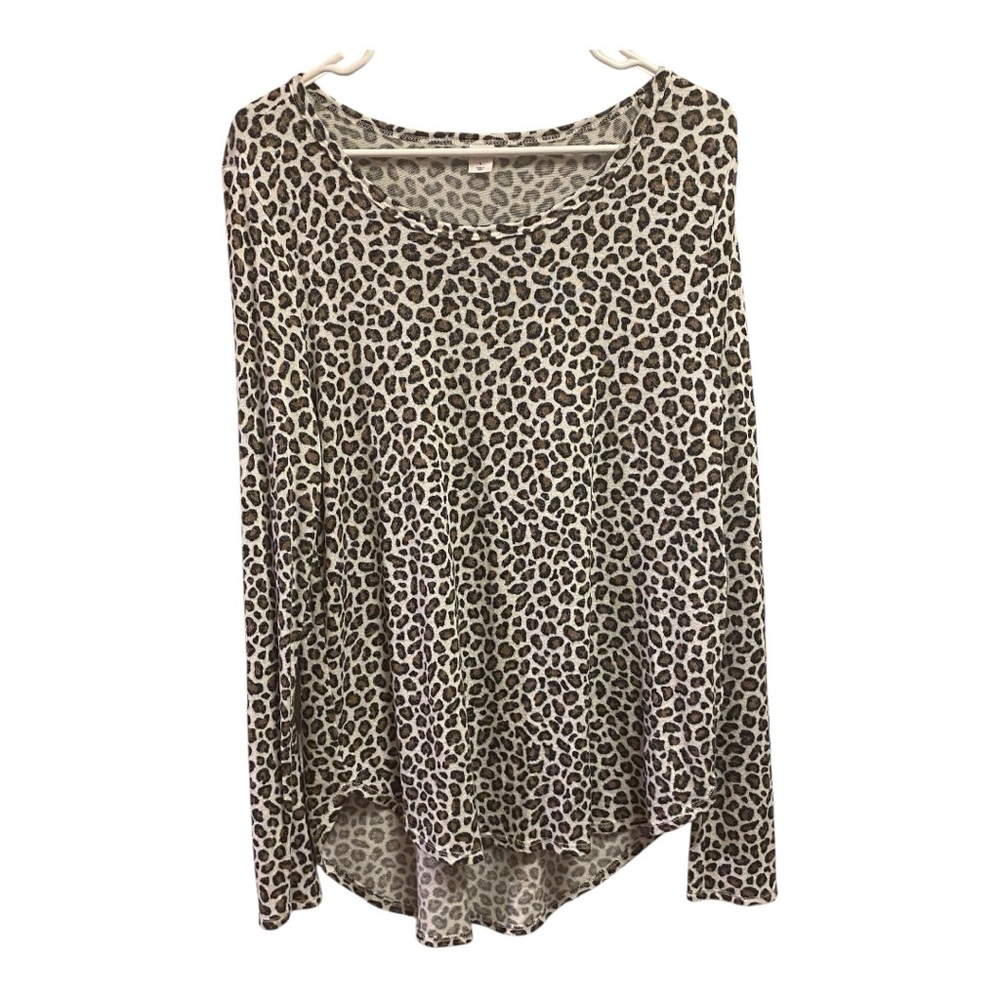 Old Navy Black and White Animal Print Long Sleeve Top Women’s Size L